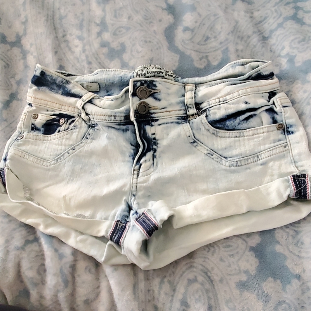 Acid wash shorts